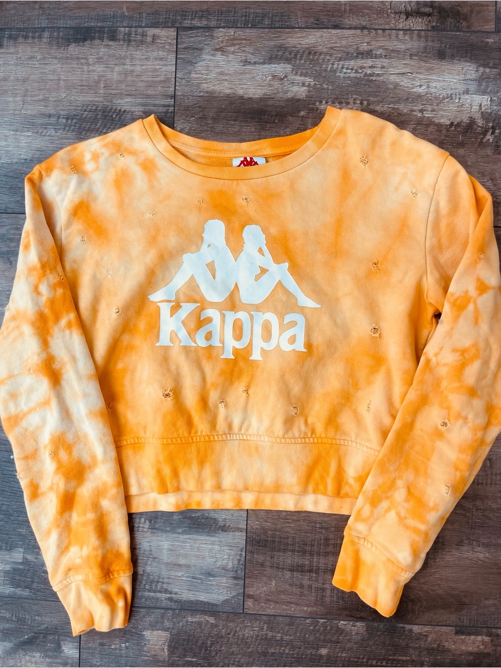 Kappa Orange Tie-Dye Cropped Crewneck with White Logo